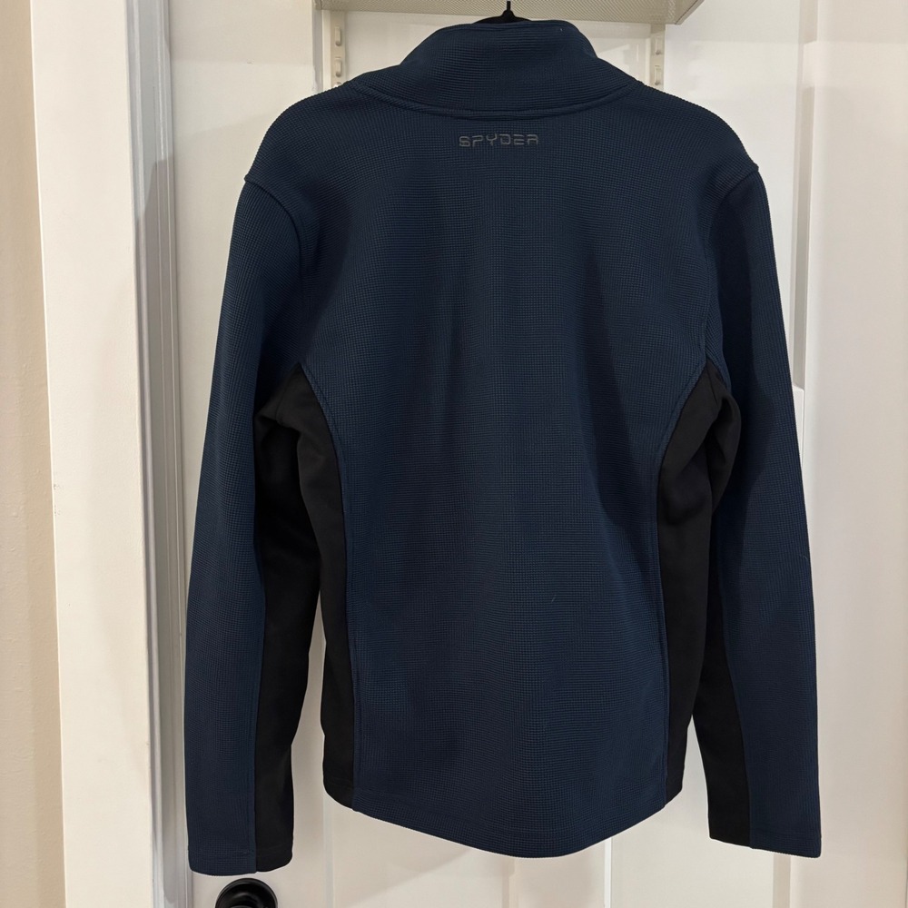 Spyder Men Size Small Blue Black 1/4 Zip Fleece Pullover Athletic Jacket - Picture 5 of 6